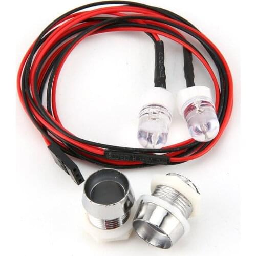 2 White/Red LED Lights 10mm Lamp Kit Headlights Taillight for RC Car Truck Model Traxxas HSP Tamiya Accessories Part