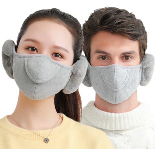 2 In 1 Fur Earmuffs Winter Headphones Warm Ear Muffs Warmer Mask for Face Winter Accessories for Women Men Orejeras Mondkapjes