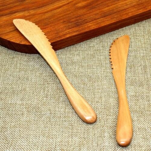 300pcs/lot Original Wooden Butter Knife Japanese Style Fruit Cake Knife Tooth Shape Cheese Knife Wholesale