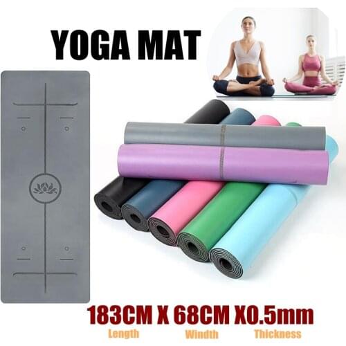 5MM PU Natural Rubber Non-slip Yoga Mat 183cm x 68cm Beginner Fitness Yoga Mat