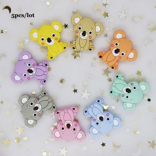 5Pcs Koala Perle Silicone Beads For Jewelry Making Teething Necklace Beads Baby Teether Toys DIY Animal Mordedor Baby Product