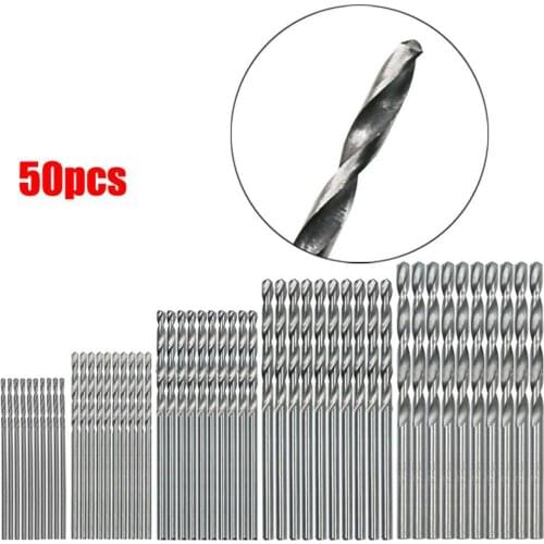 50pcs 1.0-3.0mm Round Handle HSS Twist Drill Woodworking Drill Bit Set Tool Metal Hole Cutter Round Shank Gun Drill Bit
