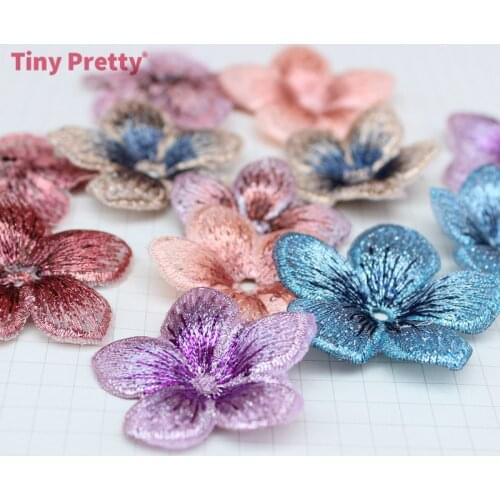 50PCS Embroidery Blossom Petals 3D Chiffon Cherry Flowers DIY Craft Accessory for Jewelry Making, Chokers, Barrettes, Brooches