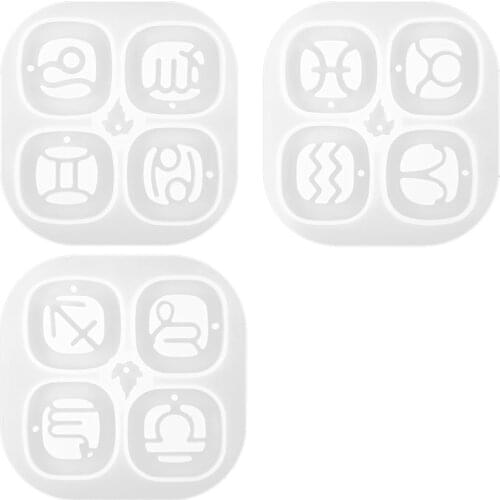 Promotion! 3 Pcs Constellation Pendant Zodiac Sign Silicone Molds DIY Epoxy Resin Casting Mold Jewelry Necklace Pendant Making M