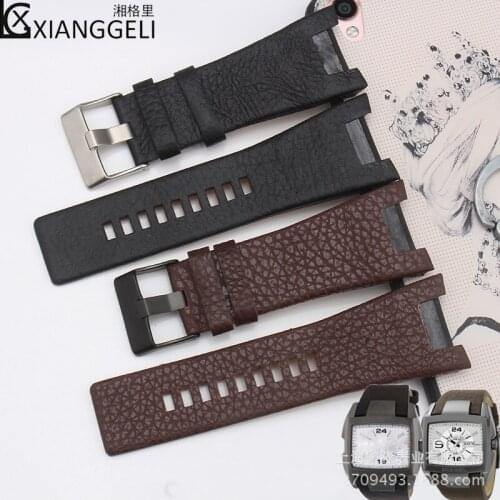 Watch accessories leather strap Notch 32MM black brown for Desai DZ1216 \ 1273 \ 4246 mens sports and leisure watch belt