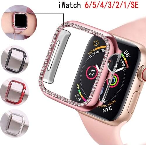Diamond Cover For Apple watch Case 44mm 40mm iWatch 42mm 38mm bumper Protector for Apple watch series 6 5 4 3 2 1 SE Accessories