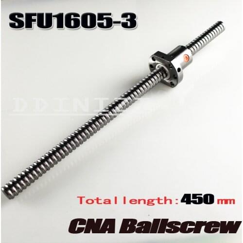 Free Shipping SFU1605-3 SFU1605 450mm RM1605 450mm Rolled Ball screw 1pc+1pc ball nut for SFU1605 no end machined