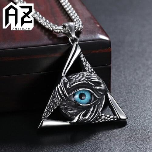 AZ High Quality Gold Color Religious Masonic Triangle Eyes Stainless Steel Pendants Necklace For Men Jewelry Christmas Gifts