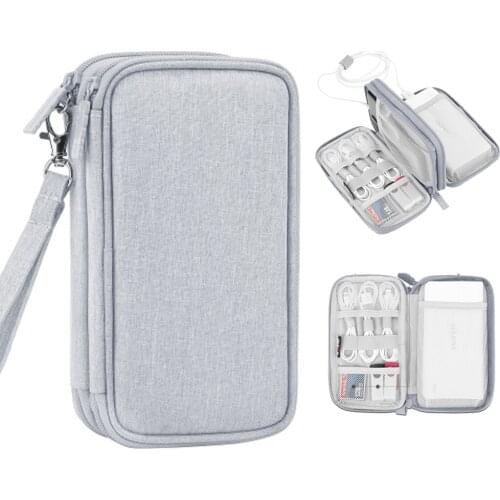 Travel Electronics Organiser,Double Layer Carrying Pouch for Power Bank, Phone, Charger, USB Cables and Other Phone Accessories