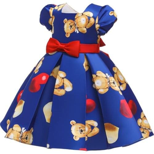 Elegant Baby Girls Birthday Party Dress For Girls Print Princess Dress Flower Girls Wedding Dress Children Clothing 6 8 10 Year