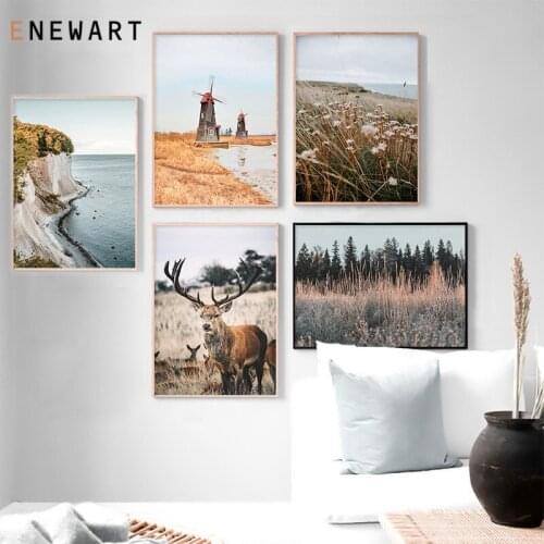 Modern Print Poster Pictures Seascape Beach Floral Nature Autumn Canvas Painting for Living Room Home Decoration Wall Art