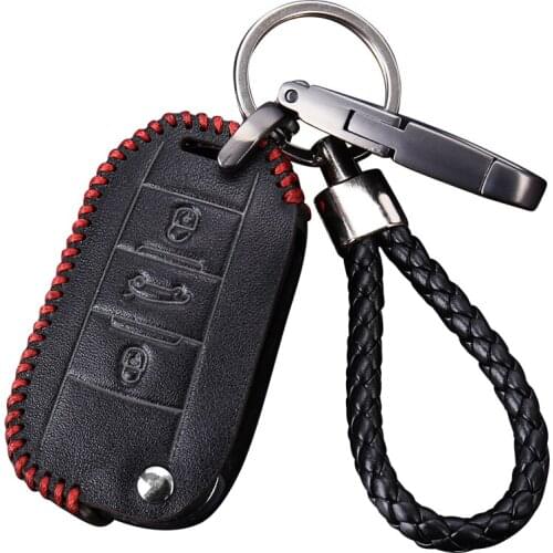 Leather Keychain For Peugeot 107 206 207 208 306 307 301 308S 407 2008 3008 4008 5008 RCZ for Citroen C1 C2 C3 C4 C5 DS3 DS4