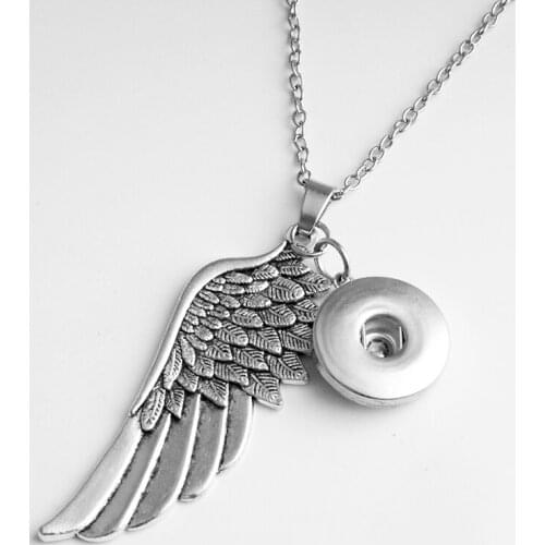 Wings feather 18mm snap button jewelry Necklace NC1677