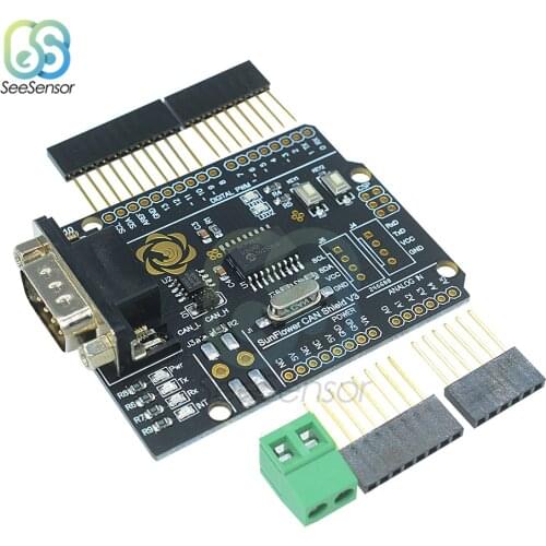 MCP2515 CAN Bus Shield Board Module SUB-D Connector Standard UART IIC SPI LED Indicator Controller CAN 4.8-5.2V for Arduino