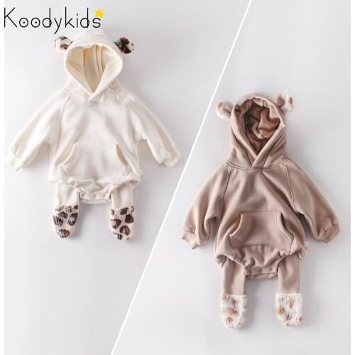 Koodykids Autumn Winter Baby Girl Boy Bodysuits Babys Plush Jumpsuit Baby Boy Clothing Baby Boy Onesie Clothes set Full Sleeve
