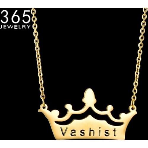 Custom Crown Symbol Names Necklace Crown Namplate Necklaces Stainless Steel Personalized Jewelrys Collier Necklace For Women