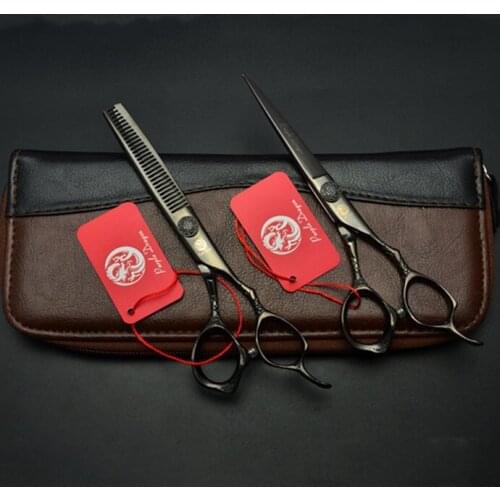 Purple Dragon 6 inches black Small dragon handle Solid color The barber scissors Barber Shop Thinning Scissors Cuttingscissors