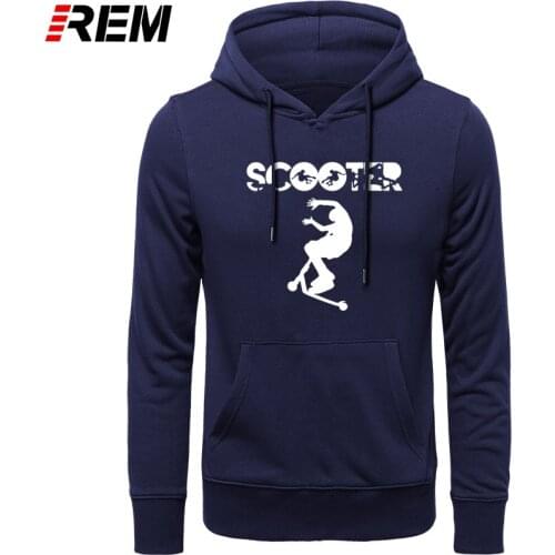 REM Funny Stunt Scooter Men Cotton Harajuku long Sleeve O Neck Streetwear Black Hoodies, Sweatshirts