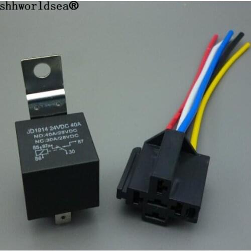 Shhworldsea 40A 4 Pin 5 Pin Automobile Socket Waterproof Integrated Auto Relay 12V 24V