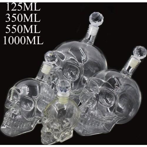 Glass Skull Bottle Creative Crystal Skull Vodka Wine Bottle 75ML/125ML/350ML/550ML/1000ML Vodka Bottle Skull Bottles