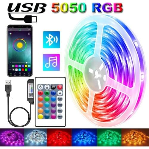 Bluetooth RGB LED strip USB Light 5050 RGB White Diode Tape luces Neon Lamp Flexible Ribbon Decor for Room Kitch TV backlight