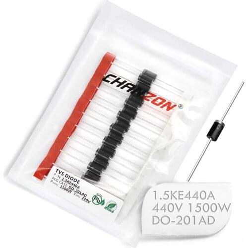 20 Pcs) TVS Diodes 1.5KE440A 1.5KE440 1500W 440V DO-201AD (DO-27) Unidirectional Channel 1500 Watt 440 Volt