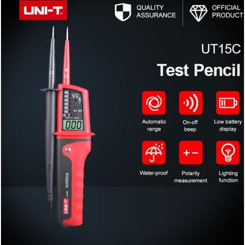 UNI-T UT15C Waterproof Digital Voltage Meter 24V~690V AC/DC Voltage Testers LCD Display Auto Range Phase Rotation voltage tester