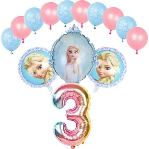 Elsa Disney Frozen princess helium balloons 32inch number Baby shower girl foil globos birthday party decorations kids toys