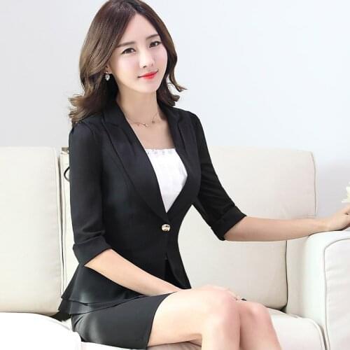 Womens jacket spring andsummer new style fashion casual pure color Slim temperament office ladies OL professional uniform coat