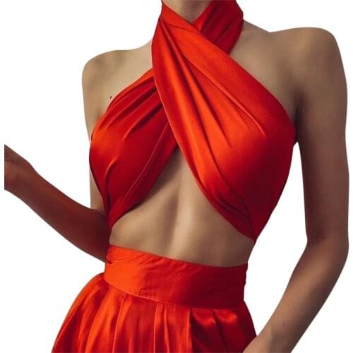 Womens corset top Sexy Sleeveless Halter Cross Tank Crop Tops Self Tie Backless Cami summer clothes for women femme Streetwear