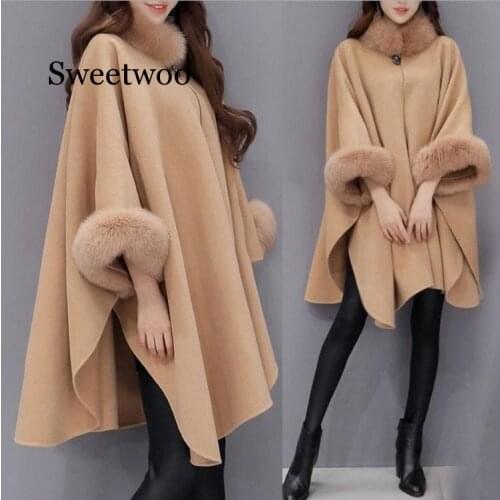Feminine Coat Fashion Coat Women Jacket Casual Woollen Outwear Fur Collar Parka Cardigan Cloak Winter 2020 Fashion Coats