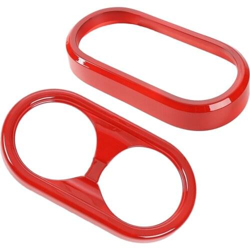 1 Set ABS Red Gear Shift Panel & Cup Holder Cover Trim Car Accessories Fit For Jeep Wrangler JK 2007 2008 2009 2010 LHD