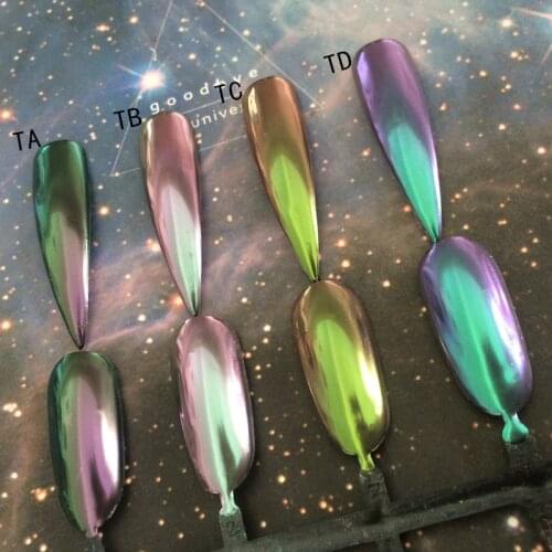 1 Box CHAMELEON Chrome NAILS POWDER Mirror Powder Nails Reflecting Pigment Sequins 1g