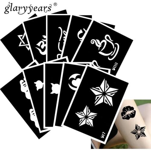 10 Pieces/Set Henna Tattoo Cats Symbol Pattern Paste Drawing Lady Body Art Tattoo Stencil Sexy Product Waterproof 2019 HN#33