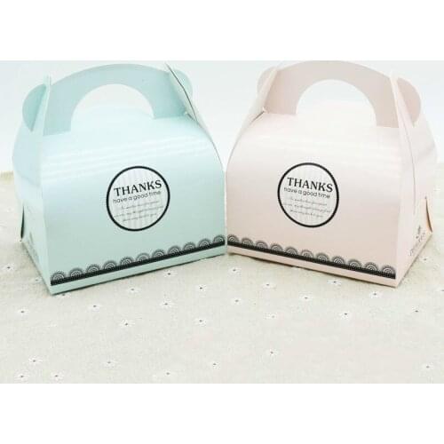 10 Pcs Cake Boxes Wedding Favors Muffin Mousse Cake Paper Box With Handle Birthday Party Cookies Baking Paper Gift Box Packaging