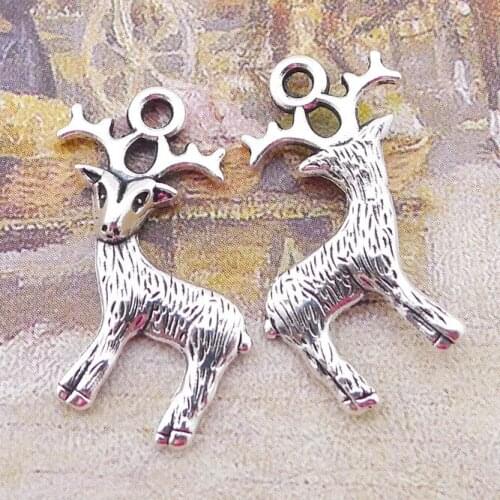 Newest 15Pcs 16*24mm Antique Silver Color Alloy Cute Deer Charms Necklace Earrings Pendant For DIY Jewelry Making Wholesale