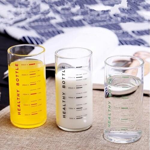 18pcs/pack Volume=300ml Graduated Glass Cup High Borosilicate Transparent Glass Material Glass Cup