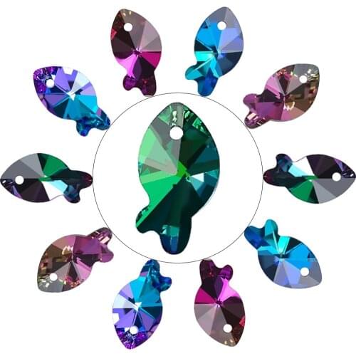 20Pcs/lot 14mm Fish Shape Crystal Charms Pendants Glass Beads For Women Jewelry Making Necklaces DIY Earring Findings Wholesale