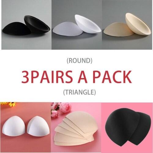 3 Pairs Women Boobs Enhancer Triangle Inserts Pads Cup Bra Sponge Breast Forms Fake Boobs For Crossdresser Bikini Swimsuit Sport