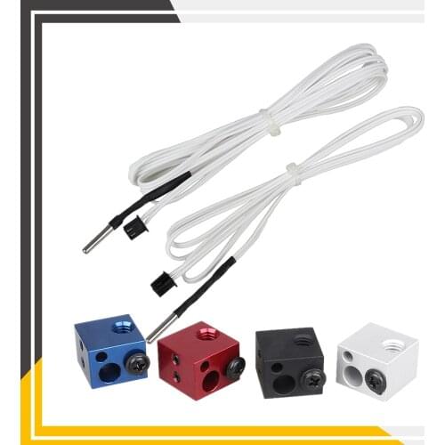 4pcs 3D Printer Parts Lerdge 1M 2M HT-NTC100K Thermistor Temperature Sensor Cable With J-head Hotend Aluminum Heated Block