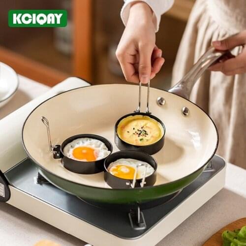 4Pcs Stainless Steel Egg Cooker Mold Round Egg Shaper Pancake Ring Egg Tools With Oil Brush For Fried Egg McMuffin Sandwiches