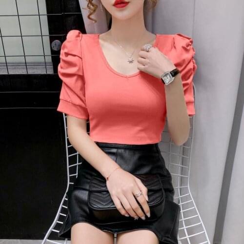 Blouse Women V-neck Puff Sleeve Short-Sleeved Shirts for Women Summer 2020 Blusas Ropa De Mujer