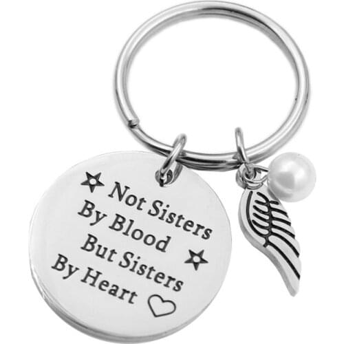 VILLWICE Best friends keychain keyring "not sisters by blood but sisters by heart" friendship jewelry gift for women girls