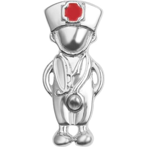 Doctor Pins Metal The Red Enamel Brooches Punk Jewelry Gift for Doctor/Nurse Medical Gold Silver Color Lapel Pins Accessories