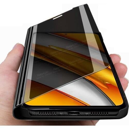 For Xiaomi Poco F3 Case Smart Mirror Flip Magnetic Phone Covers On Xiomi PocoF3 Poxo Poko Pocco Pocophone F3 3F Stand Book Coque