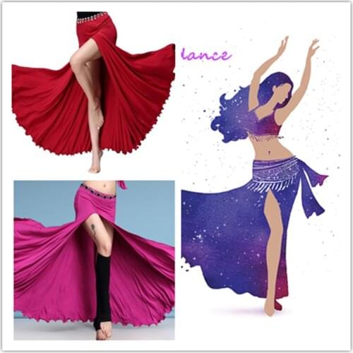 Long Maxi Skirts Belly Dance Skirt Side Slit Women Belly Dance Clothing Side Split Full Circle Long Skirt Chiffon Bellydance