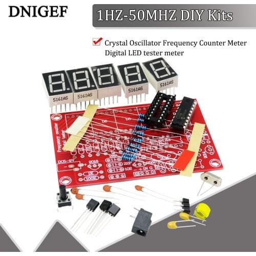 DNIGEF 1HZ-50MHZ DIY Kits Crystal Oscillator Frequency Counter Meter Digital LED tester meter