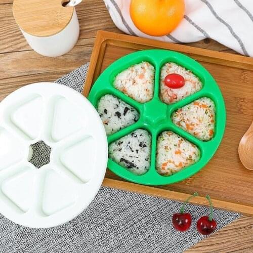6 Holes DIY Sushi Mold Onigiri Rice Ball Press Maker Triangular Sushi Maker Mould Sushi Kit Home Kitchen Bento Maker Tools