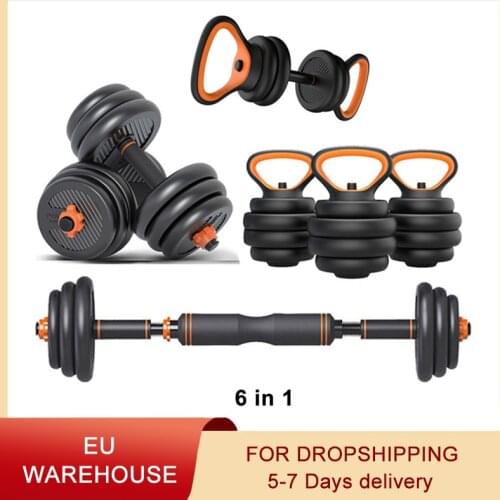 Set of organic dumbbell 6 in 1 with bar adjustable and accessories 10 KG 15-20 KG 25 KG 30 KG 40 KG Household Fitness Equipment