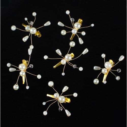 Elegant Sweetheart Women Headdress Golden Alloy Pearl Hairpin for Wedding Perform Studio Photo Daily Life 6pcs HP081